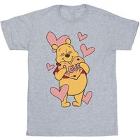 Winnie The Pooh Boy's Love Heart Cookie T-Shirt in Grey | Size: 7-8 Years
