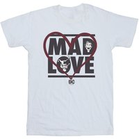 Batman Girl's Mad Love The Joker & Harley Quinn Cotton T-Shirt in White | Size: 7-8 Years