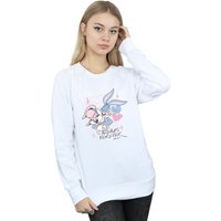Looney Tunes Girl's Always Forever Bugs Bunny & Lola Sweatshirt in White | Size: 3-4 Years