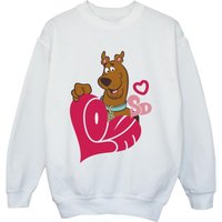 Scooby Doo Boy's Love Heart Sweatshirt in White | Size: 5-6 Years