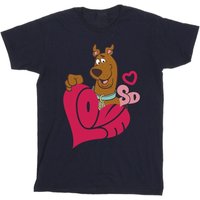 Scooby Doo Girl's Love Heart T-Shirt in Navy | Size: 12-13 Years