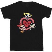 Powerpuff Girls Girl's Double Heart Cotton T-Shirt in Black | Size: 7-8 Years
