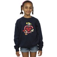 Powerpuff Girls Girl's Double Heart Sweatshirt in Navy | Size: 12-13 Years