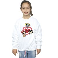 Powerpuff Girls Girl's Double Heart Sweatshirt in White | Size: 9 Years