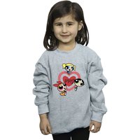 Powerpuff Girls Girl's Double Heart Sweatshirt in Grey | Size: 9 Years