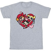 Powerpuff Girls Boy's Holding Hands Heart T-Shirt in Grey | Size: 3-4 Years