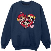 Powerpuff Girls Boy's Holding Hands Heart Sweatshirt in Navy | Size: 3-4 Years