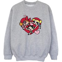 Powerpuff Girls Boy's Holding Hands Heart Sweatshirt in Grey | Size: 7-8 Years