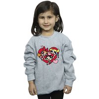 Powerpuff Girls Girl's Holding Hands Heart Sweatshirt in Grey | Size: 3-4 Years