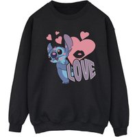 Lilo & Stitch Women's Love Hearts Sweatshirt in Black | Size: Medium