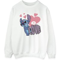 Lilo & Stitch Women's Love Hearts Sweatshirt in White | Size: 2XL