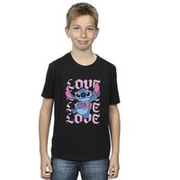 Lilo & Stitch Boy's Valentine Love Cotton T-Shirt in Black | Size: 12-13 Years
