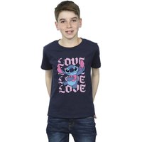 Lilo & Stitch Boy's Valentine Love Cotton T-Shirt in Navy | Size: 3-4 Years