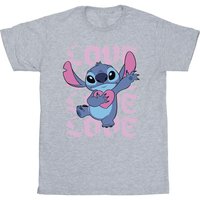 Lilo & Stitch Girl's Valentine Love T-Shirt in Grey | Size: 12-13 Years