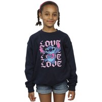 Lilo & Stitch Girl's Valentine Love Sweatshirt in Navy | Size: 9 Years