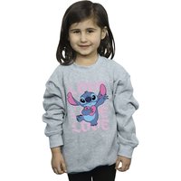 Lilo & Stitch Girl's Valentine Love Sweatshirt in Grey | Size: 12-13 Years
