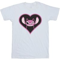 Lilo & Stitch Boy's Angel Heart Cotton T-Shirt in White | Size: 5-6 Years