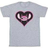 Lilo & Stitch Boy's Angel Heart T-Shirt in Grey | Size: 9 Years