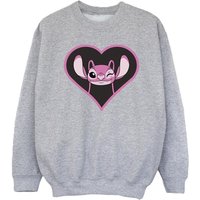 Lilo & Stitch Girl's Angel Heart Sweatshirt in Grey | Size: 5-6 Years