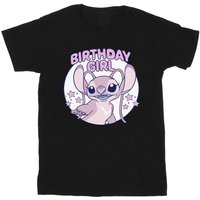 Lilo & Stitch Girl's Birthday Girl Cotton T-Shirt in Black | Size: 7-8 Years