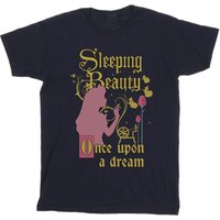 Sleeping Beauty Girl's Once Upon A Dream Cotton T-Shirt in Navy | Size: 3-4 Years