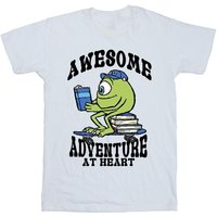Disney Girl's Reading Awesome Mike Wazowski Cotton T-Shirt in White | Size: 5-6 Years