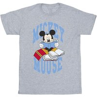 Disney Boy's Mickey Mouse Reading Books T-Shirt in Grey | Size: 7-8 Years
