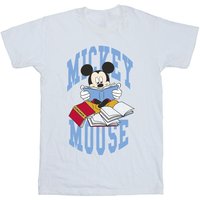 Disney Girl's Mickey Mouse Reading Books Cotton T-Shirt in White | Size: 3-4 Years