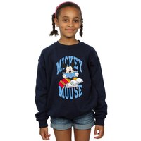 Disney Girl's Mickey Mouse Reading Sweatshirt in Navy | Size: 5-6 Years