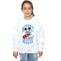 Disney Girl's Mickey Mouse Reading Sweatshirt in White | Size: 7-8 Years