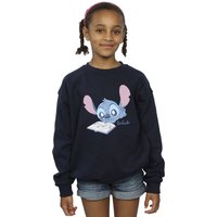 Lilo & Stitch Girl's Reading Lying Down Sweatshirt in Navy | Size: 5-6 Years