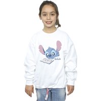 Lilo & Stitch Girl's Reading Lying Down Sweatshirt in White | Size: 12-13 Years