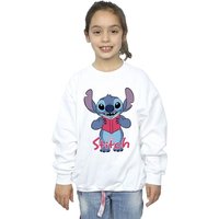 Lilo & Stitch Girl's Reading Standing Sweatshirt in White | Size: 12-13 Years