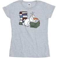 Frozen II Women's Olaf Reading T-Shirt in Grey | Size: 2XL
