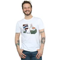 Frozen II Boy's Olaf Reading Cotton T-Shirt in White | Size: 3-4 Years
