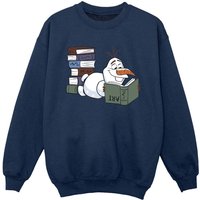 Frozen II Boy's Olaf Reading Sweatshirt in Navy | Size: 7-8 Years