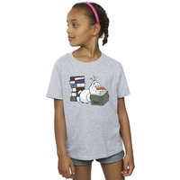 Frozen Girl's Olaf Reading T-Shirt in Grey | Size: 9 Years