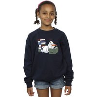 Frozen II Girl's Olaf Reading Sweatshirt in Navy | Size: 3-4 Years