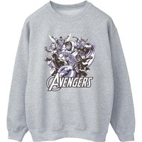 Avengers Men's Group Shot Sweatshirt in Grey | Size: Large