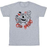 Disney Girl's Mike Wazowski Graffiti T-Shirt in Grey | Size: 9 Years