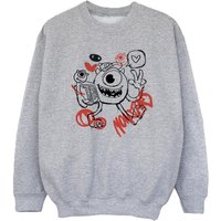 Disney Girl's Mike Wazowski Graffiti Sweatshirt in Grey | Size: 9 Years