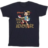 Pinocchio Girl's Tales Of Adventure Cotton T-Shirt in Navy | Size: 3-4 Years