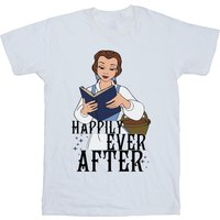 Beauty And The Beast Girl's Happily Ever After Reading Cotton T-Shirt in White | Size: 3-4 Years