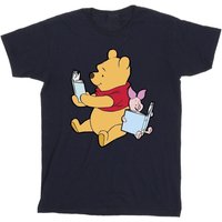 Winnie The Pooh Boy's Reading Cotton T-Shirt in Navy | Size: 7-8 Years