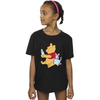 Winnie The Pooh Girl's Reading Cotton T-Shirt in Black | Size: 3-4 Years