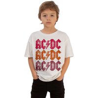 AC/DC Boy's Repeat Logo Distressed T-Shirt in White | Size: 7-8 Years