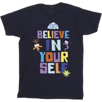 Inside Out Boy's Believe In Yourself Cotton T-Shirt in Navy | Size: 9 Years