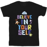 Inside Out Girl's Believe In Yourself Cotton T-Shirt in Black | Size: 3-4 Years