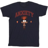 Inside Out Boy's Anxiety Collegiate Cotton T-Shirt in Navy | Size: 7-8 Years