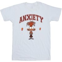 Inside Out Girl's Anxiety Collegiate Cotton T-Shirt in White | Size: 9 Years